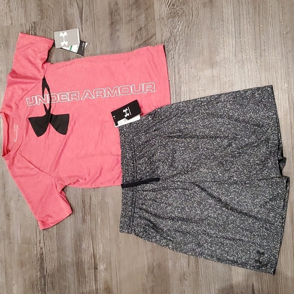 Under Armour HeatGear T-Shirt & Shorts Matching Set Size Large